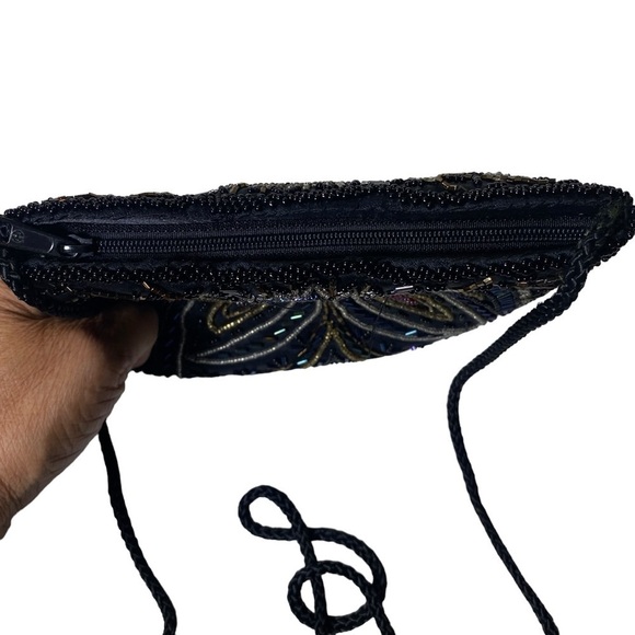 Carla Marchi black multi color beaded evening purse shoulder bag EUC - Picture 6 of 13